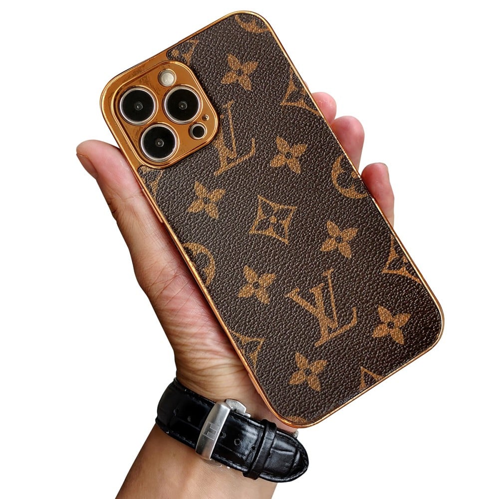 SOFT LUXURY LV IPHONE CASE WITH GOLDEN BORDER