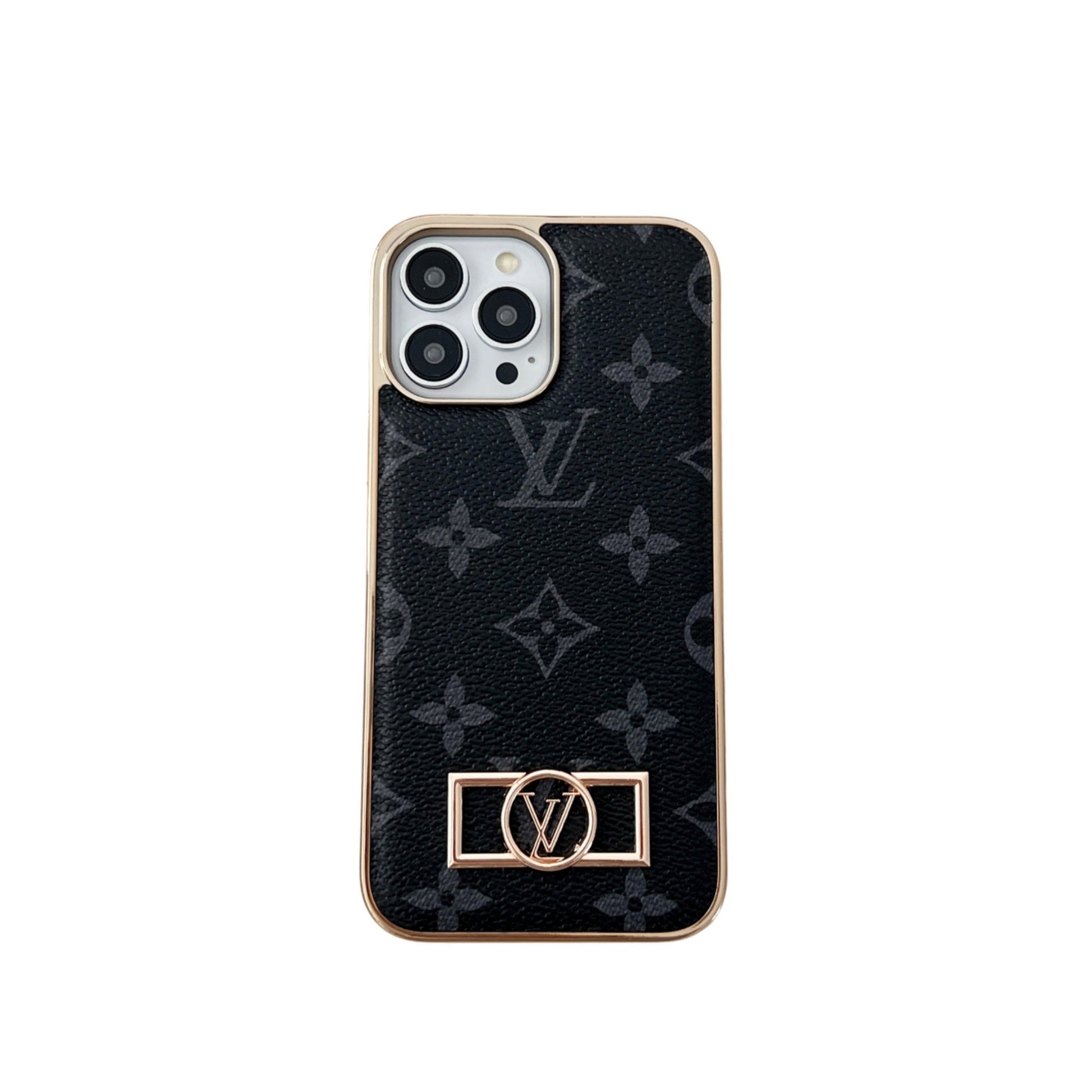 LV MONOGRAM CANVAS LEATHER PREMIUM ELECTROPLATING FOR IPHONE