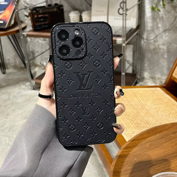 3D LV Monogram Embossed Leather  Case for ipHone 15 series