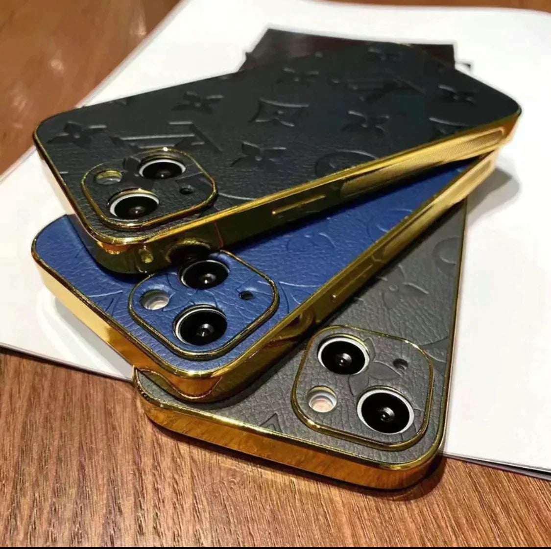 LV gold leather iPhone Cases - EliteCaseHub