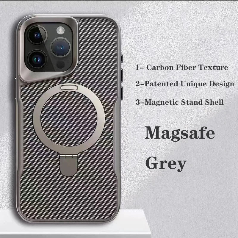 SOFT RUBBER FRAME METAL STAND CASE FOR IPHONE 16 15 14