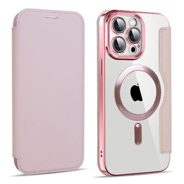 LEATHER CASE MAGNETIC CHARGING FLIP CAE FOR IPHONE