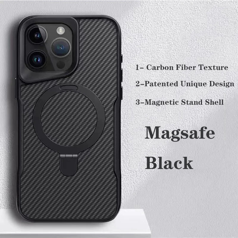 SOFT RUBBER FRAME METAL STAND CASE FOR IPHONE 16 15 14