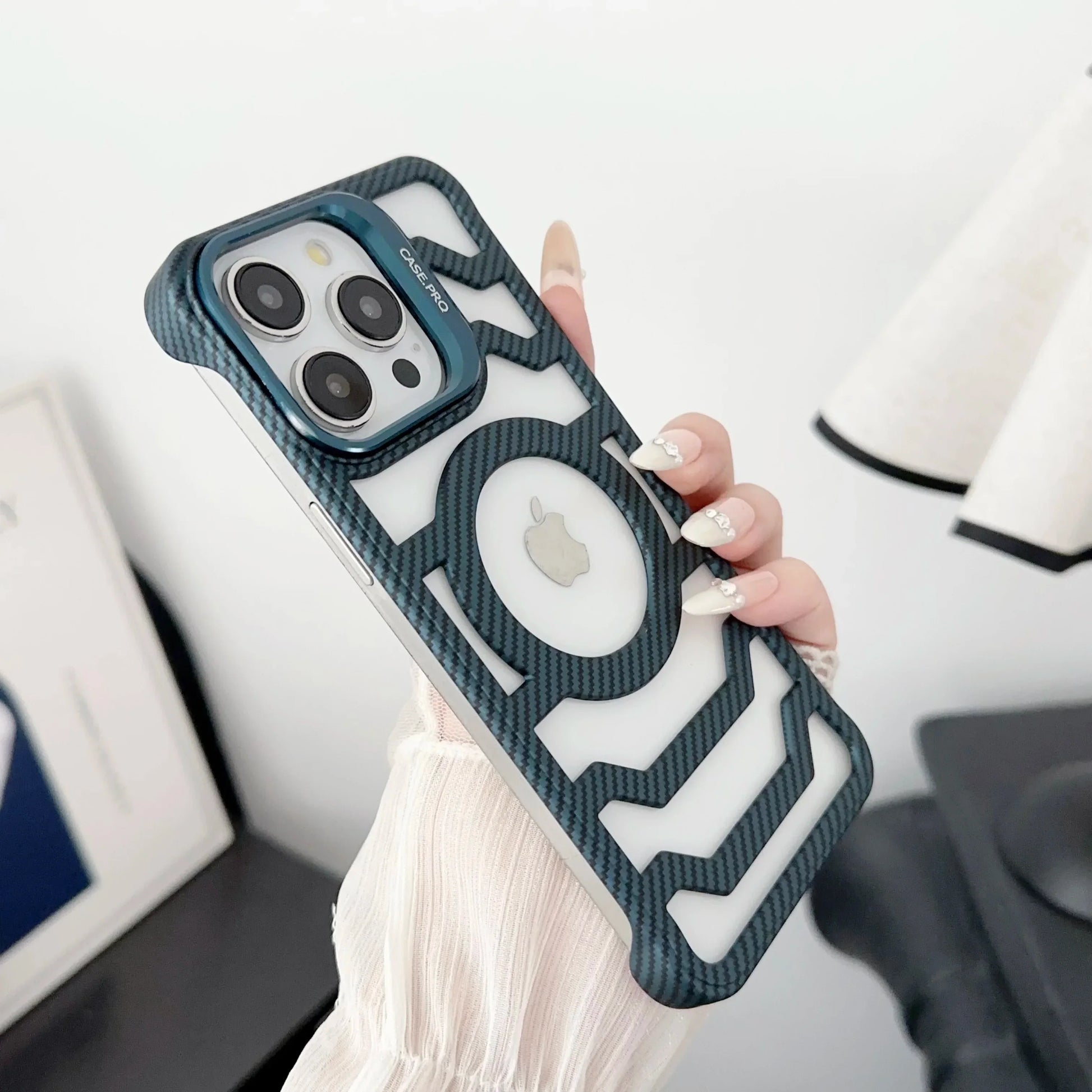 LUXURY CARBON FIBER TEXTURE MAGNETIC CASE FOR IPHONE 16 15 14