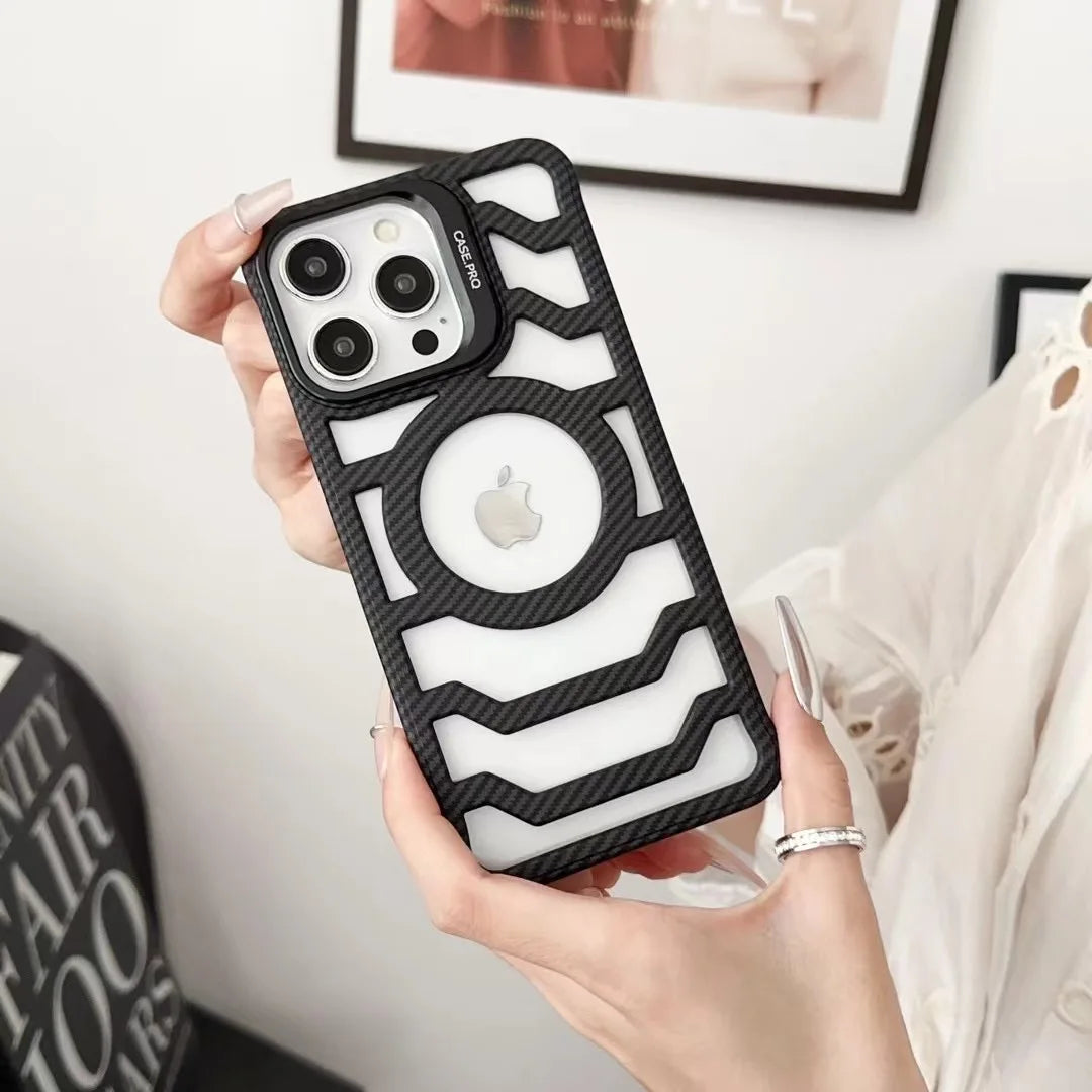 LUXURY CARBON FIBER TEXTURE MAGNETIC CASE FOR IPHONE 16 15 14